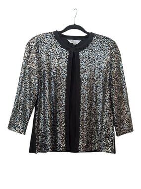 NWT Misook Black Silver Sequin Cardigan Size XL Petite
